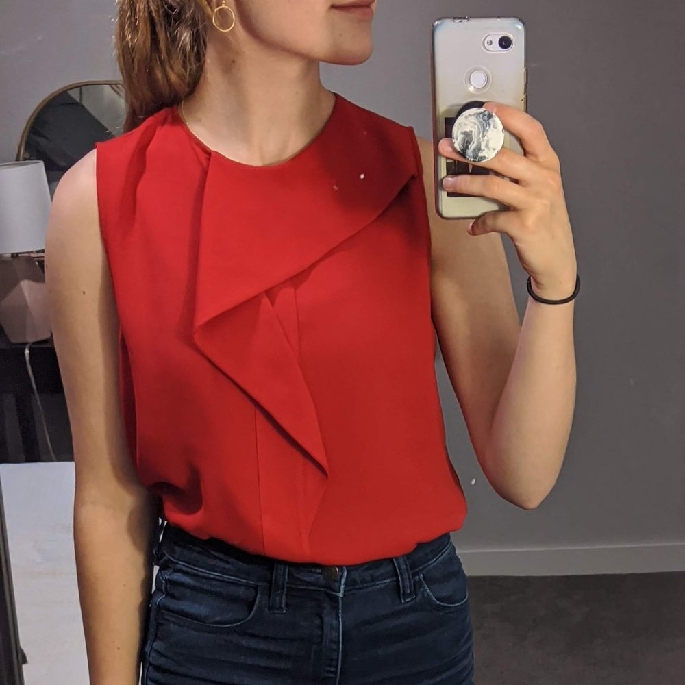 Zara Red Ruffle Blouse